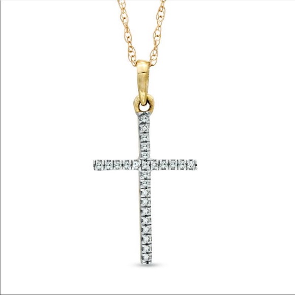 Diamond Accent Cross Pendant in 10K Gold - Picture 4 of 5